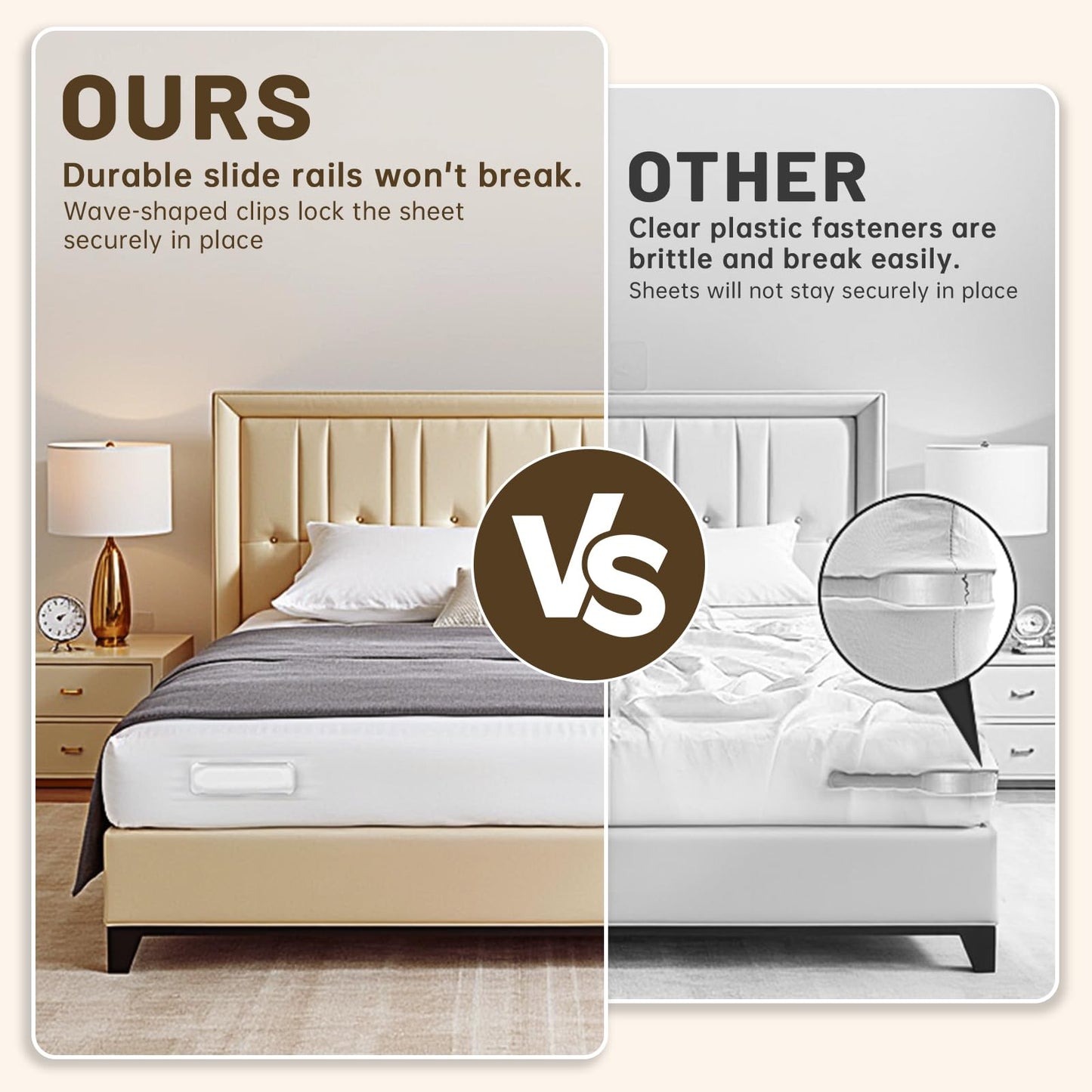 Bed Sheet Holders for Corners - 8Pcs USA Patented Heavy Duty Fitted Bedlock Sheet Holders Keep Sheets Firm & Tight,Secure All Mattress Edges and Corners,No Loose Sheets,Easy Installation