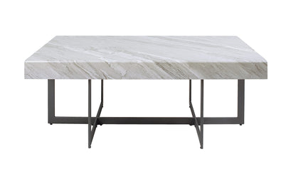 Furniture of America Willy Modern Storage Faux Marble Top 2-Piece Coffee and End Table Set for Living Room, Gray