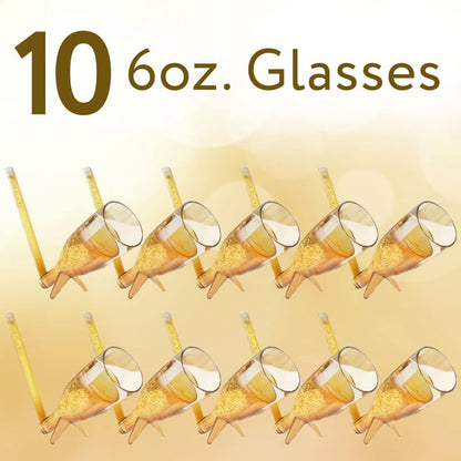 IMPRESA 10 Pack Champagne Shooter Plastic Glass Set - Champagne Glasses with Stands - Bachelorette Party Favors - Reusable Champagne Shooter Gifts for Bubbly Lovers - Champ Shooters