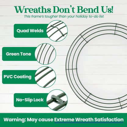 Upstout 5-Pack 14 Inch Wire Wreath Frame – Round Metal Wreath Form with Ring Design for DIY Crafts, Floral Projects, and Home Decor – Dark Green Wire Frame for Christmas Holiday & Weddings