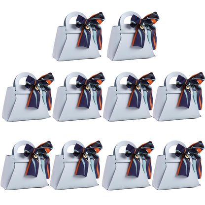 HOSDZOU 10 Pack Leather Wedding Candy Gift Bags,Party Favor Bags Box,Mini Purses Party Favors,Purse Gift With Handle Reusable Festivals Boxes For Birthday Christmas Halloween (Light Blue, Large)