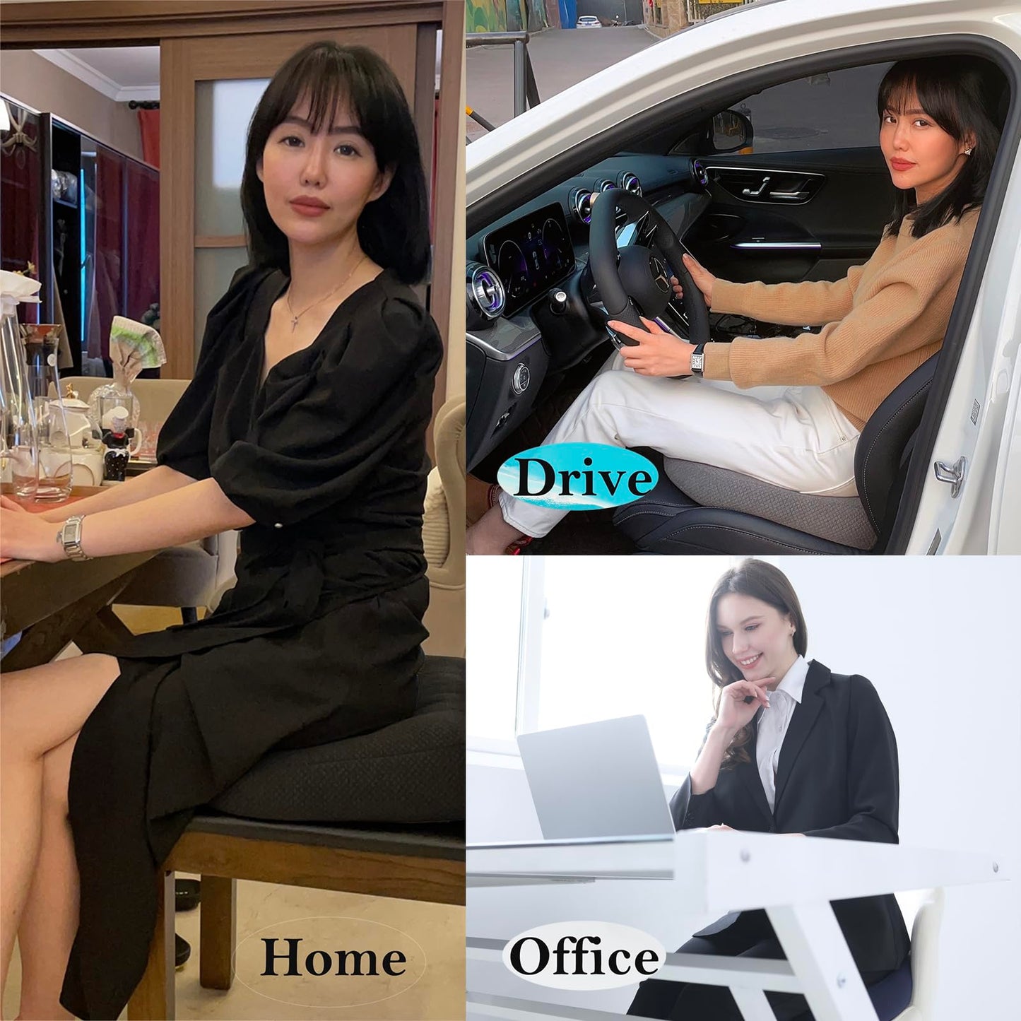 WSGJHB Car Booster Seat Cushion Posture Cushion Portable Breathable Mesh, Effectively Increase The Field of View Ideal for Office, Home, Angle Lift Seat Cushions,Black