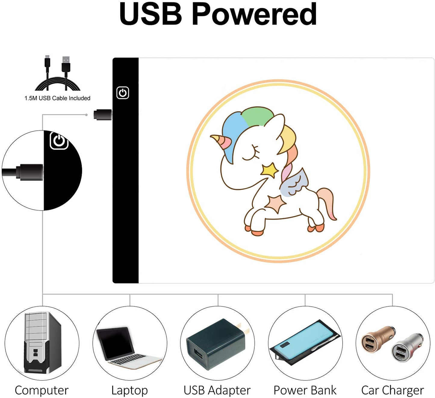 A4 LED Light Pad for Diamond Paint Kits, Super Bright USB Powered Light Board Kit with Detachable Stand, and Black Pad Clip (Pad and Bag)