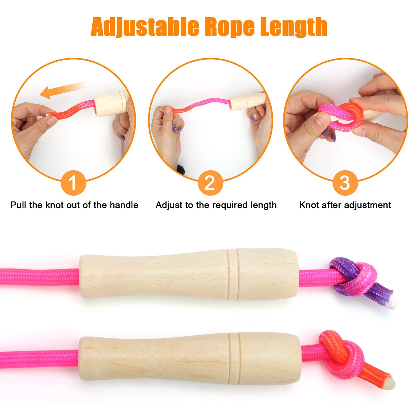 Coolrunner 16 FT Long Jump Rope(2 PACK), Double Dutch Jump Ropes, Soft Beaded Skipping for Kids Adults, Plastic Segmented Long Enough for 4-5 Jumpers