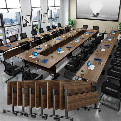 Folding Conference Tables,Flip Top Conference Room Tables,55.1 Inches Mobile Training Table with Silent Wheels,Modern Foldable Modular Boardroom Meeting Seminar Table for Office Classroom, 6 Pack