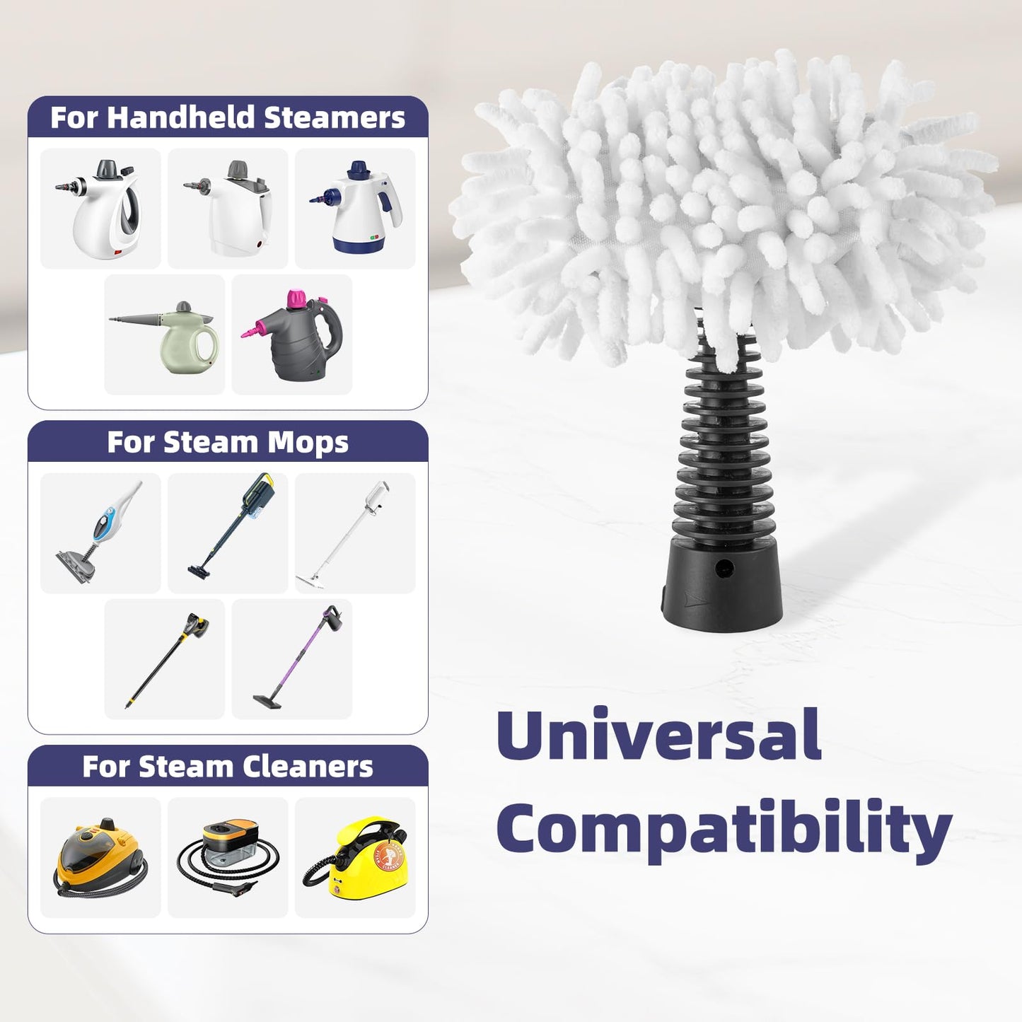 LOVECO 6 Pack Universal Steam Cleaner Accessories, Reusable Steam Shot Attachments, Steam Mop Pads, Handheld Steamer Washable Cloth- 3 Microfiber + 3 Coral Cloths + Laundry Bag