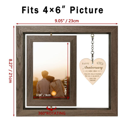EYITUPC Happy Anniversary Picture Frame Gifts for Women, Rustic Wood Floating Wedding Anniversary for Her Him Wife Husband Men Couple Boyfriend Girlfriend Gifts