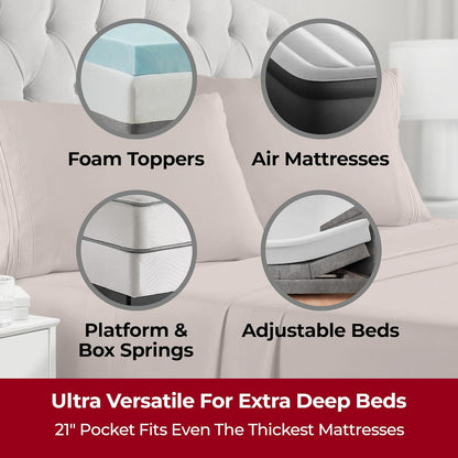 Mellanni Extra Deep Twin Sheets - Hotel Luxury Bedding Set | Ultra Soft, Cooling, Stain Resistant (Twin, Tan)