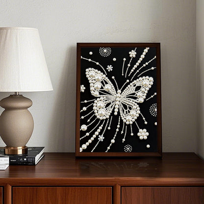 LazyFold DIY Pearl Diamond Art Painting Crafts Kit,White Butterfly Creative Diamond dots Wall Decor for Bedroom Study Home Decor,Handmade Thoughtful House Present