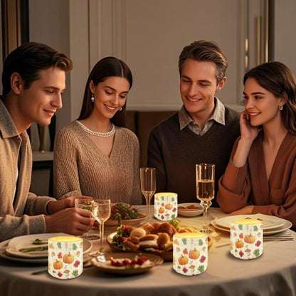Cozeyat Fall Pumpkin Sunroom LED Candles Set of 4 Battery Powered Flameless with Remote Timer Flickering Flame Waterproof for Home Beach Garden Decoration