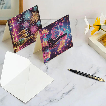 C'eitura 6Pcs Celebration DIY Diamond Art Painting Greeting Cards Kit | Congratulations Thank You Birthday Graduation Cards | All Occasion Party Theme Blank Note Cards for Kids & Adults