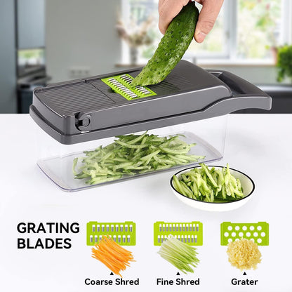 Badelite Multi-Function Vegetable Chopper - 12-in-1 Pro Veggie Slicer & Dicer with Container for Easy Food Prep