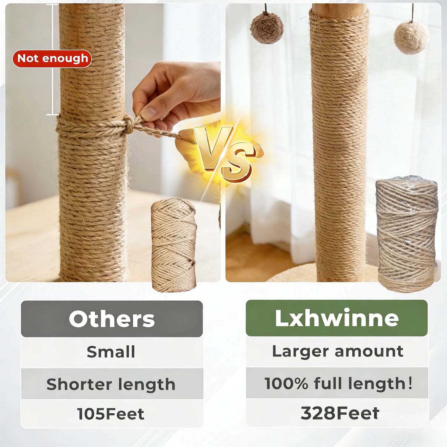 4mm Natural Jute Rope, 328Ft Heavy Duty Thick Jute Twine,Hemp Twine String for Artworks,Cat Scratching Post,DIY Crafting,Gardening,Bundling,Camping,Gift Wrapping,Home Decoration (4MMx328Ft/100M)