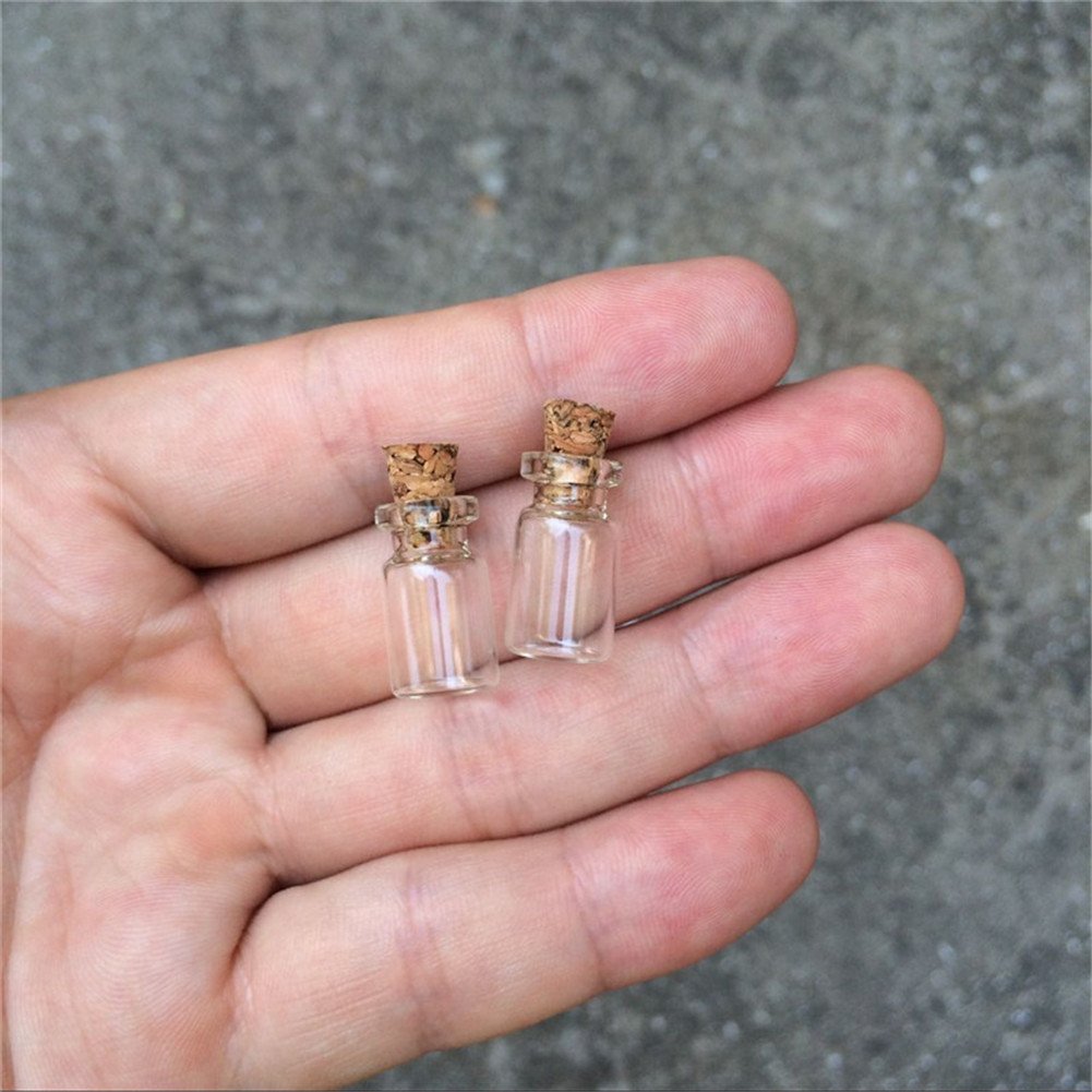 TAI DIAN 100pcs 0.5ml Cute Mini Glass Bottle With Corks Transparent Empty Small Wishing Bottle Decoration Crafts Glass Vials Jars (0.5ml (10x18x5mm))