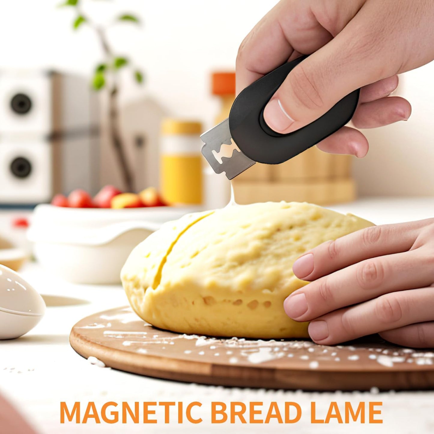 Magnetic Bread Lam Dough Scoring Tool with 15 Razor Blades, Professional Slashing Tool for Sourdough Baking