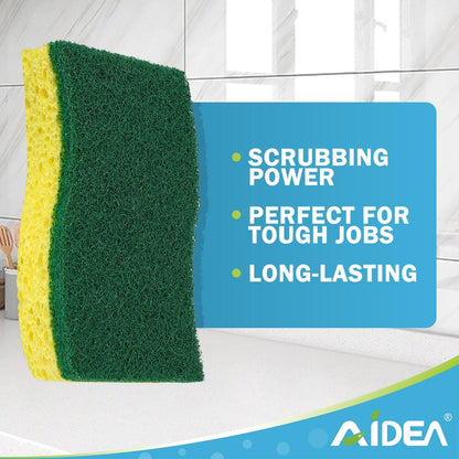AIDEA Heavy-Duty Kitchen Sponges - 9 Count | Tough Scrubbing Power for Cookware & Household Cleaning