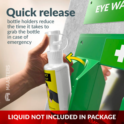 MAASTERS BPA Free Portable Eye Wash Station OSHA Approved - Wall-Mounted First Aid Eye Wash Kit w/Mirror & 2X 16oz Empty Bottles - No Eye Wash Solution Included - Emergency Eyewash - Set of 2