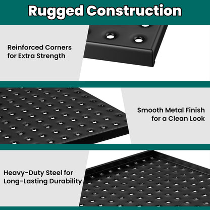 EVERHANGER Metal Pegboard Panels 24" x 12", Heavy Duty Steel Peg Boards for Garage, Pegboard Wall Organizer for Tool Storage and Organization, Black, 6 Pack