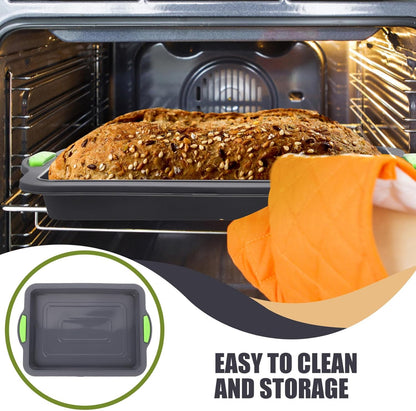 Hemoton Silicone Baking Sheet Tray Pan - Nonstick Rectangular Cookie Sheet with Silicone Handle for Oven