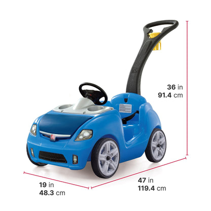 Step2 Whisper Ride II Buggy Kids Push Car, Ride On Toy, Stroller Substitute, Includes Seat Belt & Horn, Made of Durable Plastic, Max Weight 50 lbs., For Toddlers 1.5-4 Years Old, Blue