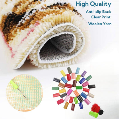 Generic Cartoon White Baseball Latch Hook Rug Kit for Beginner Kids Easy Little Mat with Printed Canvas DIY Hook Making Crochet Yarn Craft Tapestry for Decoration and Gift 12x12inch, As Main Picture