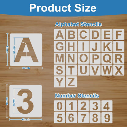 Letter Stencils for Painting – 36PCS Alphabet & Number Stencils for Crafts Reusable, Durable PET Plastic Templates for Wood, Fabric, Wall, Canvas, Rocks, Signs, DIY Home Decor & More(6 Inch)