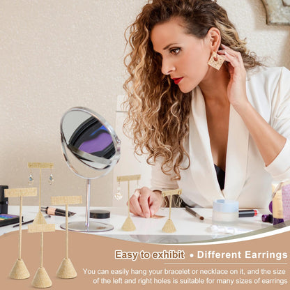 Marsui 12 Pcs Earring Display Set T Bar Earring Display Stand with 3 Heights Earrings Stand for Jewelry Vendors (Linen Color)