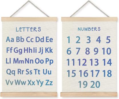 1 20 12x16 Set 2Blue Supwhd Classroom Wall Decor, Numbers and Alphabet Educational Wall Art Poster, Alphabet ABC
