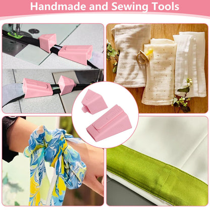 TOOVREN 2PCS Upgraded Bias Tape Makers Fabric Tube Maker for Fabric Roll Rugs Bias Binding Tape Making Tool for DIY Crafting and Quilting Sewing Supplies Machine with Instruction (2PCS Pink)