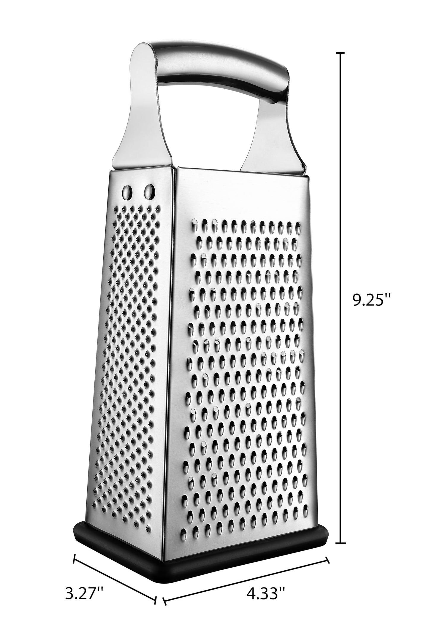 Spring Chef Professional Large Parmesan Cheese Grater, Stainless Steel Metal Box Grater with Handle, 4 Sided Handheld Kitchen Food Shredder for Cheese, Carrot, Veggie, Ginger, Potato - Dishwasher Safe