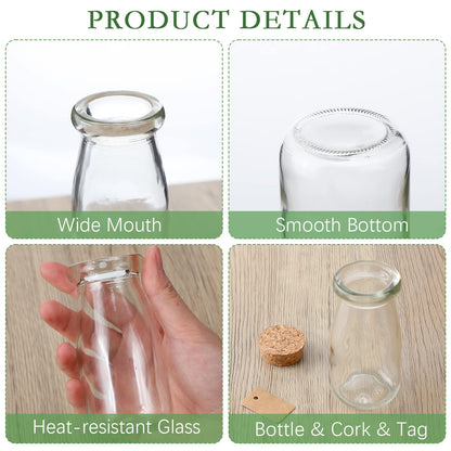 Sieral 48 Pcs 3.4 oz Mini Yogurt Jars Small Glass Bottles with Cork Lids Mini Milk Potion Bottles Glass Pudding Jars for Party Favors DIY Wedding Decor Gift Baby Shower