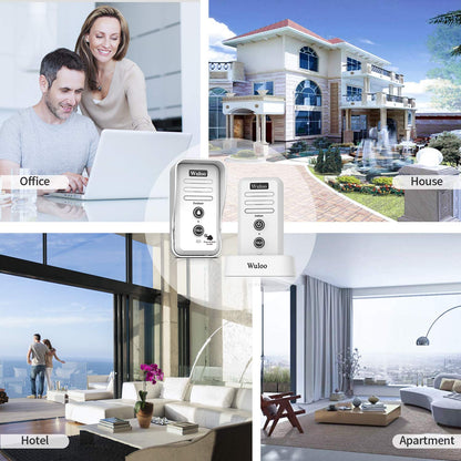 Wuloo Wireless Intercom Doorbell Chime for Home Intercomunicador (1&1-White)