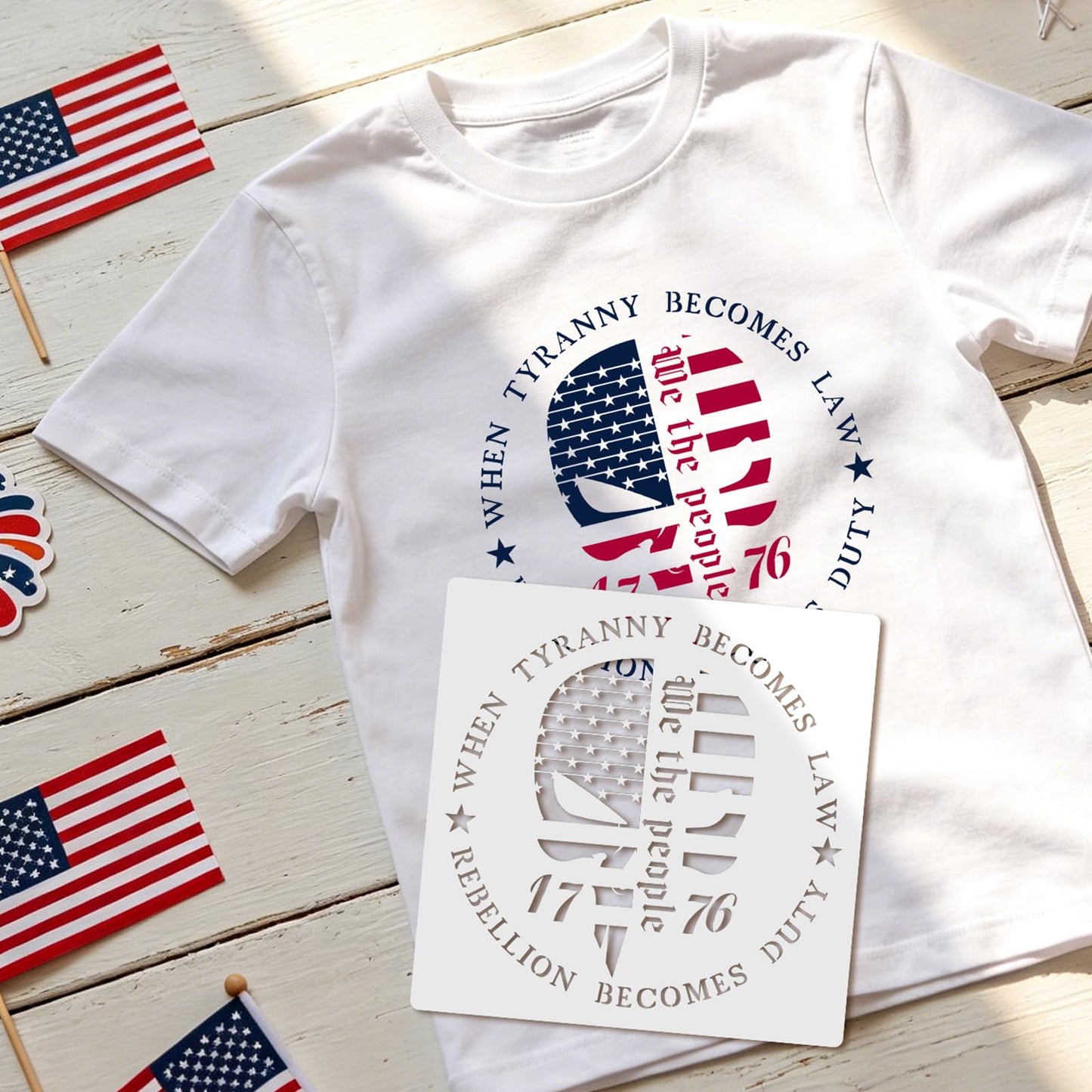 ZCPTZ 21 Pcs American Flag Stencils for Painting Reusable Templates Patriotic 50 Stars 1776 Flag We The People Crafts Stencil for Wood, Wall, Fabric, 4th of July Independence Memorial Day DIY Drawing