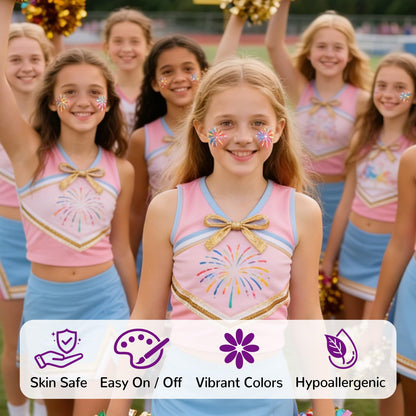 Face Painting Kit for Kids, 15 Colors Water-Based Face Paint Palette with Stencils | Safe Skin-Friendly Body Paint for Halloween Makeup, Birthday, Sport & School Events