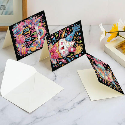 antor 6 Pcs 5D Diamond Painting Greeting Card Kits, Laser Effect Diamond Art Birthday Cards Special Shaped Diamond Art Postcards Crafts for Birthday Holiday (30x15cm)