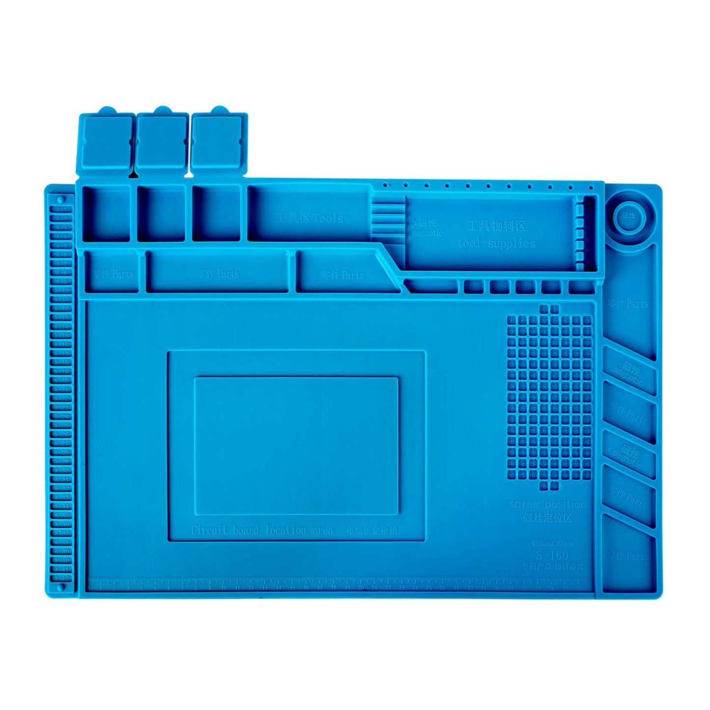 Kaisi S-160 Soldering Mat Insulation Silicone Magnetic Repair Work Station Mat Heat-Resistant for BGA and Gun Soldering Iron, Workbench, Cell Phone Laptop Repair, Size: 17.8 x 11.8 inch