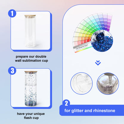 AGH 25OZ Snow Globe Glass Tumbler,4 Pack Sublimation Glass with Bamboo Lids and Straws, Double Wall Sublimation Beer Can Glasses Can Shaped Tumblers with Pre Drilled Hole for DIY