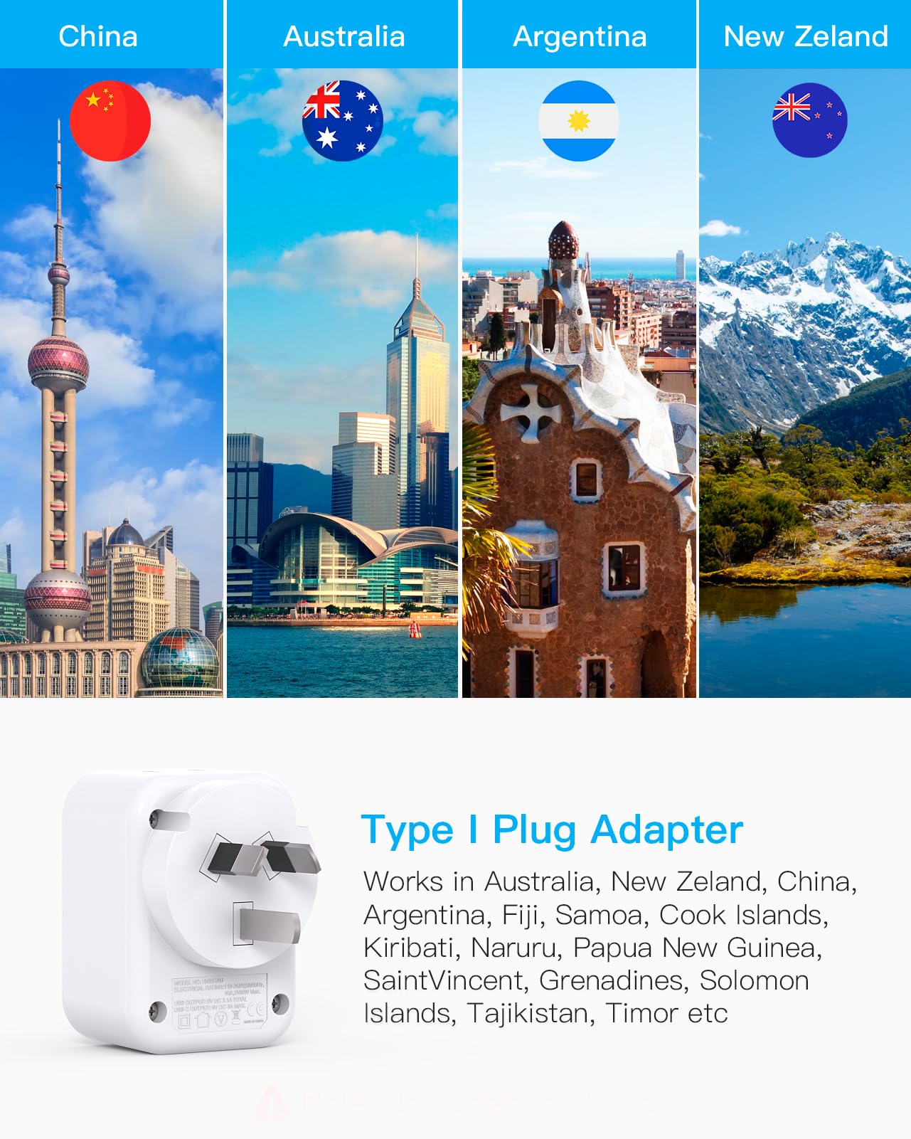 South Africa Travel Plug Adapter, HANYCONY Type M Power Adapter with 2 AC Outlets 3 USB Ports(2 USB C) for US to South Africa Botswana Namibia India Nepal Bhutan Sri Lanka