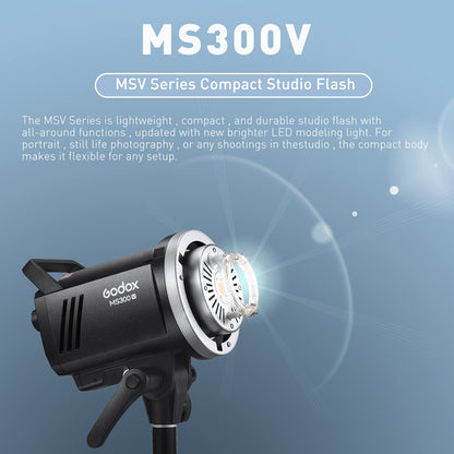 Godox MS300V Studio Flash Kit (2X 300W) with 2 Softboxes, 2 Light Stands, 2 Reflectors, LED Modeling Lamps, 2.4G Wireless X System, Bowens Mount – Ideal for Studio, Portrait & Fashion Photography