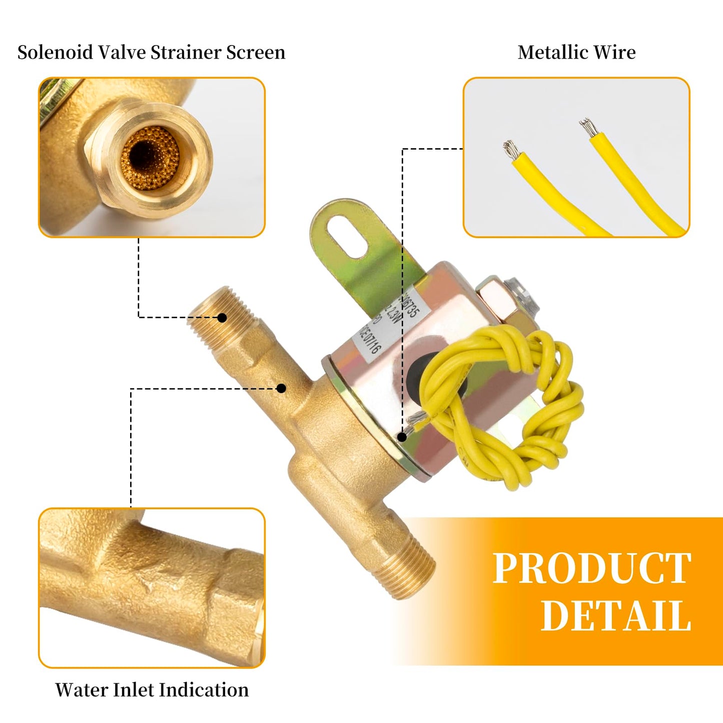 4040 Solenoid Valve for Humidifier - 24V Water Valve Compatible with April aire Whole House Humidifier Models 400 500 600 700 220 224 - Replaces B2015-S85 B2017-S85, Yellow