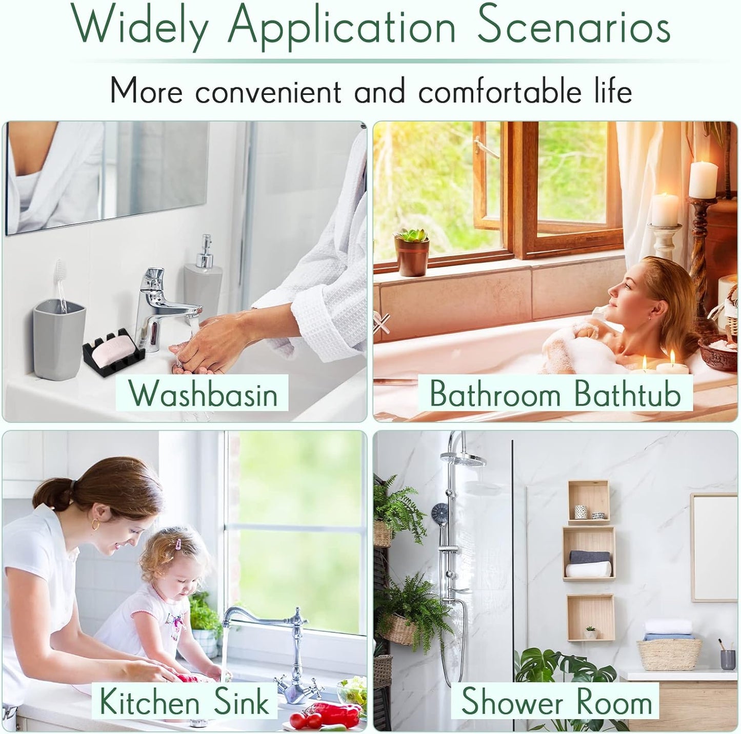2 Cunhill Pieces Silicone Soap Dish Self Draining Soap Dish Shower Waterfall Bar Soap Holder Tray with Drain Soap Saver