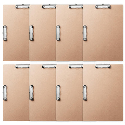 8 Pcs Clipboard Drawing Board with Low Profile Double Clip, 11x17in Extra Large Landscape Hardboard Clipboard for Drafting, Sketching, and Office Use, Brown Wooden Lap Boards