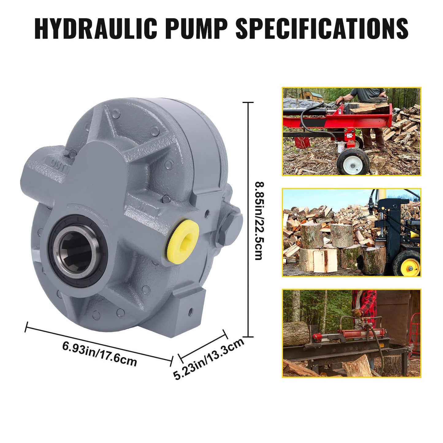 Hydraulic PTO Pump 16.6 GPM, Hydraulic Motor 540RPM 2500PSI, Hydraulic Power Take Off Pump SAE 16" Inlet and SAE 12" Outlet for Dump Trailer, Log Splitter and Scissor Lift