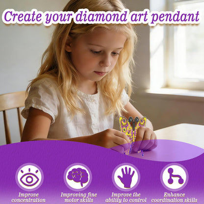 Leatrice 3PCS Butterfly Diamond Art Kits Suncatcher 5D Small Diamond Painting Pendant Gem Art Dots Easy DIY Crafts Ornament Double Sided Window Decor Gifts