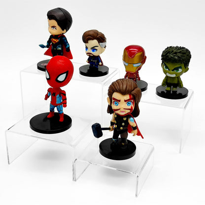 Cerpourt 8Pcs Acrylic Display Risers(6",5",4" 3") Clear Product Stand,Cupcakes Holder Dessert Display Transparent Showcase Stands, Candy Bar Risers, Acrylic Lifts Display for Figures