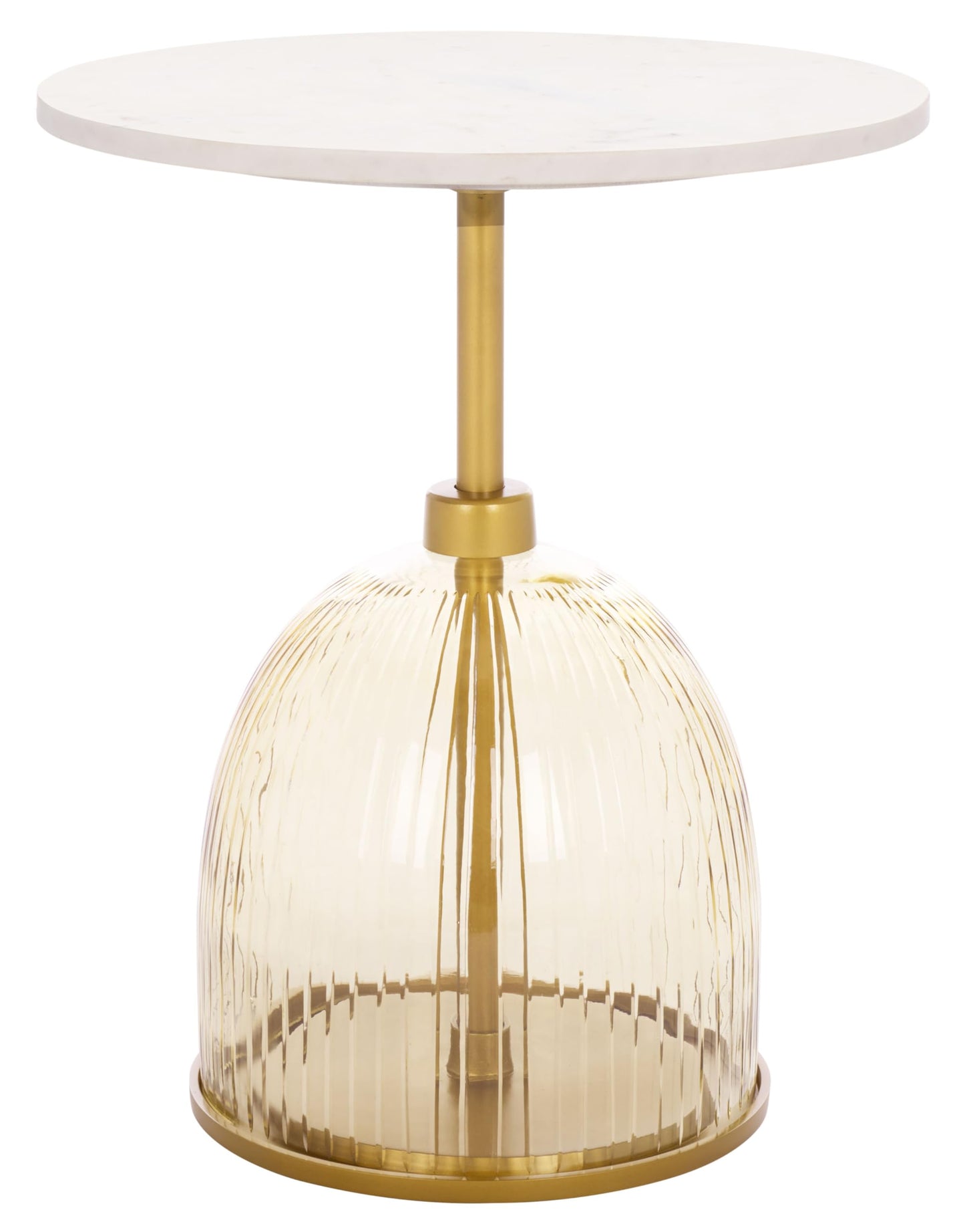 SAFAVIEH Home Collection – Kashi Grey Glass & White Marble Round Side Table, Modern Pedestal Accent Table, Fully Assembled (ACC3217C)