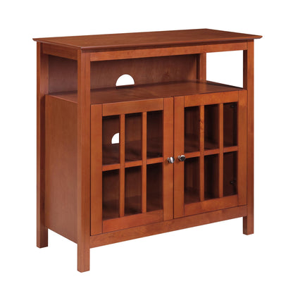 Convenience Concepts Big Sur Highboy TV Stand 36" - Modern Entertainment Center For TVs up to 40", Storage Cabinet for Dining, Living Room, & Entryway, Console Hall Table with Shelves, Cherry