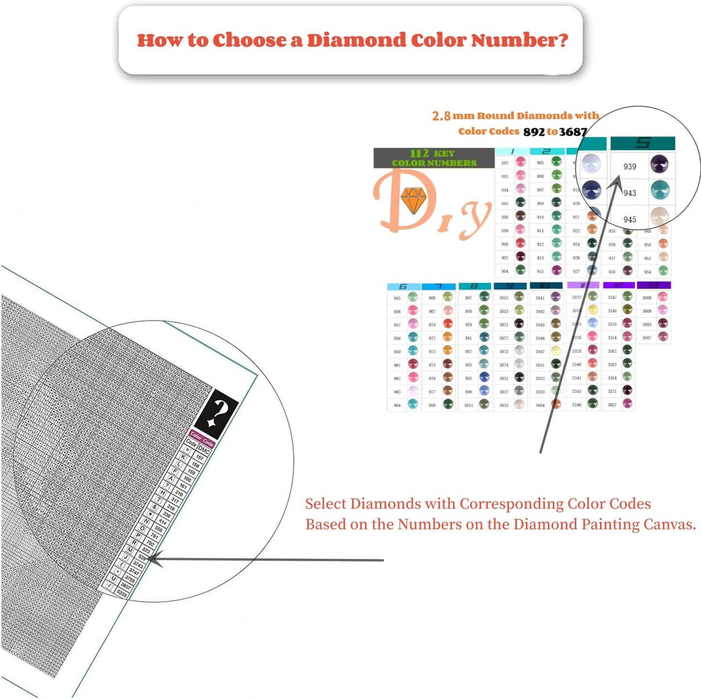 112 Colors Diamond Painting Beads 22400 Pieces 5d Round Drills Gem for Diamond Art DIY Art Accessories (Color Codes 892 to 3687)