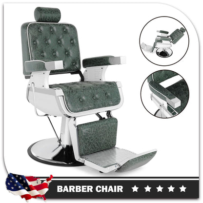 Artist hand Barber Chair Salon Chair Heavy Duty Hydraulic Recline for Hair Stylist Tattoo Salon Beauty Spa Chair Styling Equipment (Green)