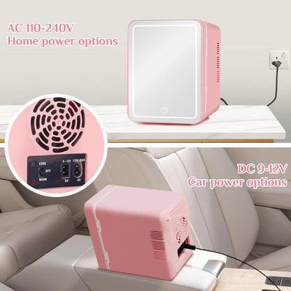 Mini Fridge for Bedroom, 4L Skincare Fridge with Dimmable LED Light, Cooler & Warmer for Makeup, Office, Car, Dorm, Pink